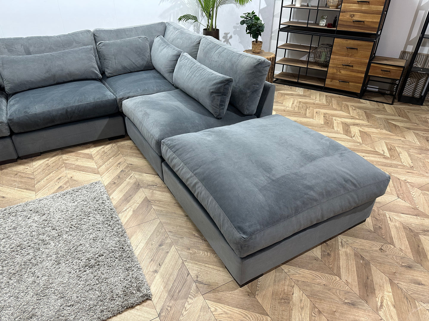 Handmade In Holland Grijze Velvet Hoekbank ~ Nieuwstaat