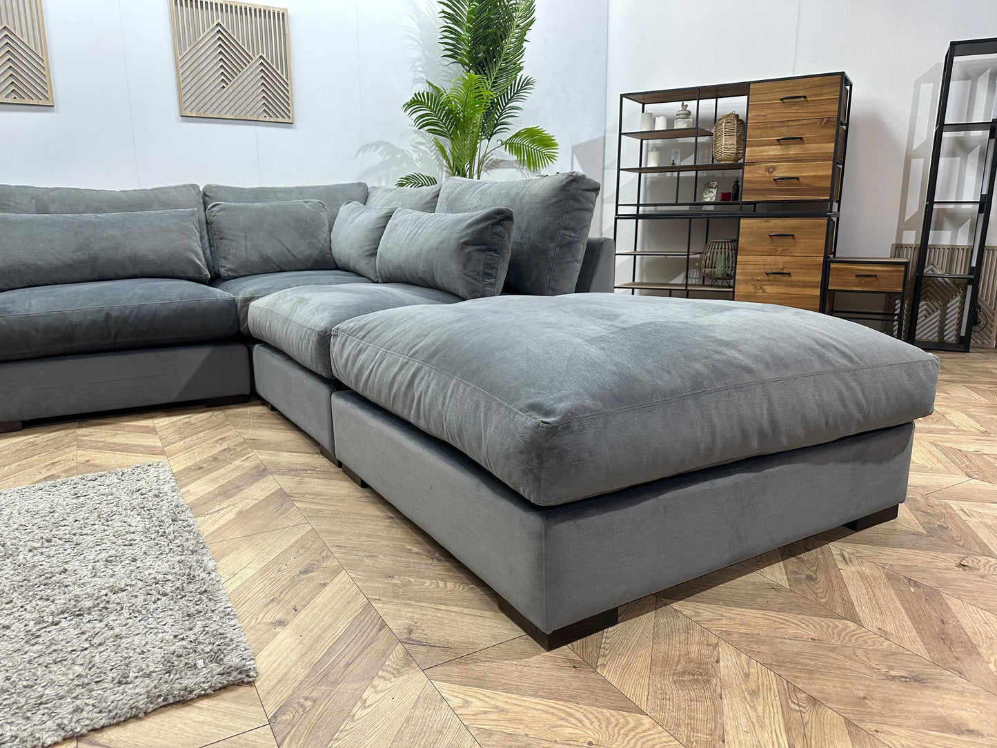 Handmade In Holland Grijze Velvet Hoekbank ~ Nieuwstaat