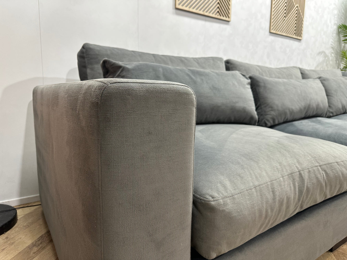 Handmade In Holland Grijze Velvet Hoekbank ~ Nieuwstaat