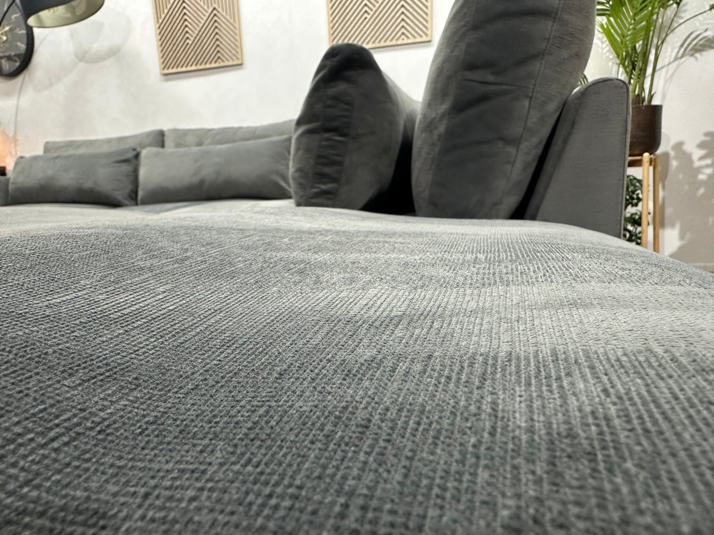 Handmade In Holland Grijze Velvet Hoekbank ~ Nieuwstaat