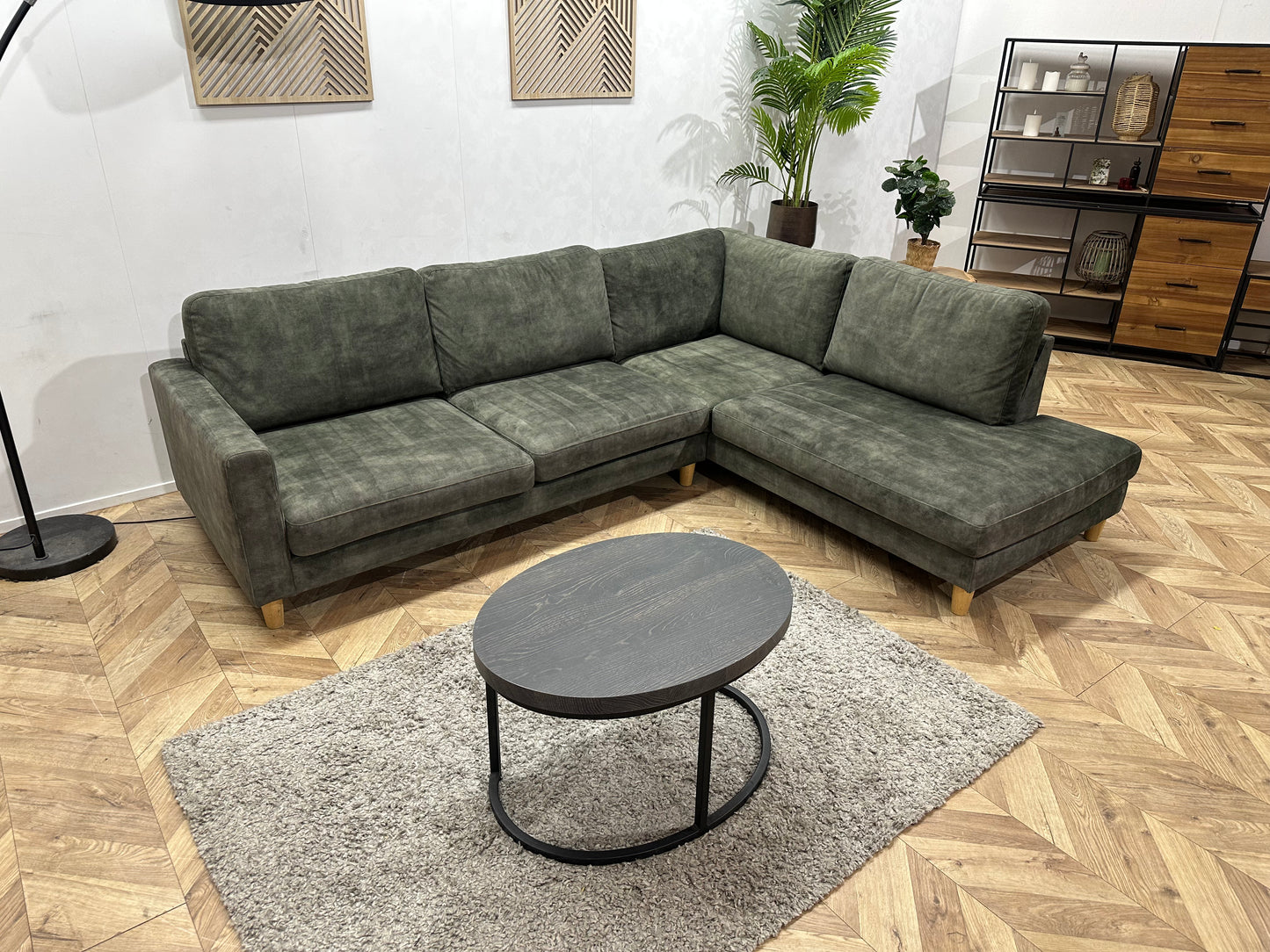 Groene Velvet Hoekbank ~ Nieuwstaat