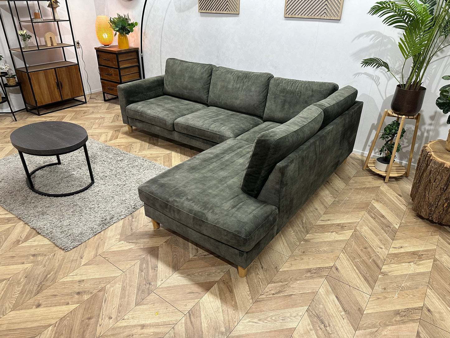 Groene Velvet Hoekbank ~ Nieuwstaat