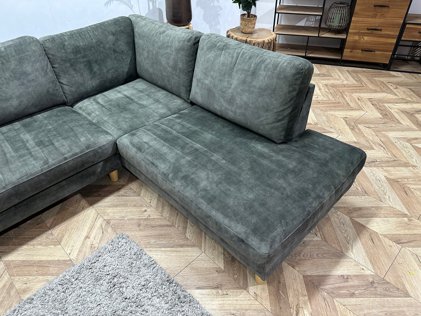 Groene Velvet Hoekbank ~ Nieuwstaat