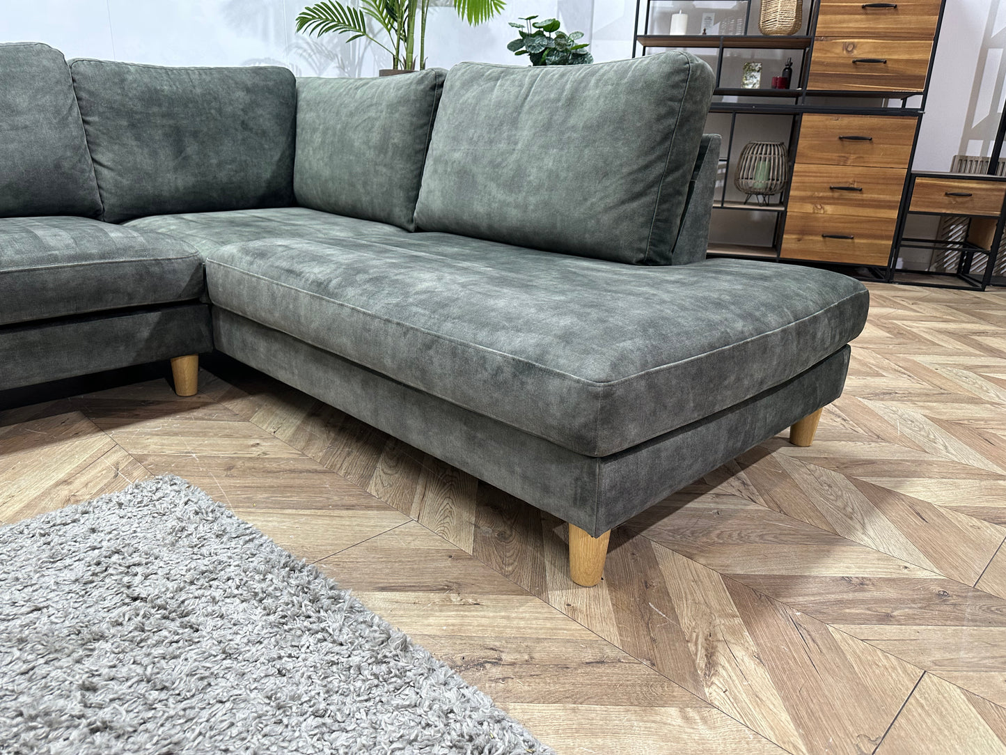 Groene Velvet Hoekbank ~ Nieuwstaat