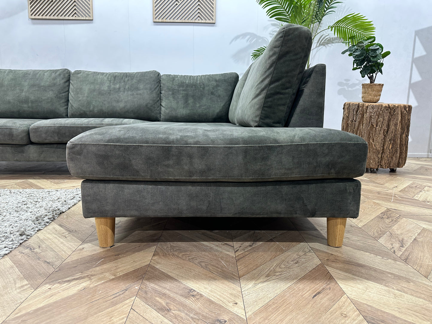 Groene Velvet Hoekbank ~ Nieuwstaat