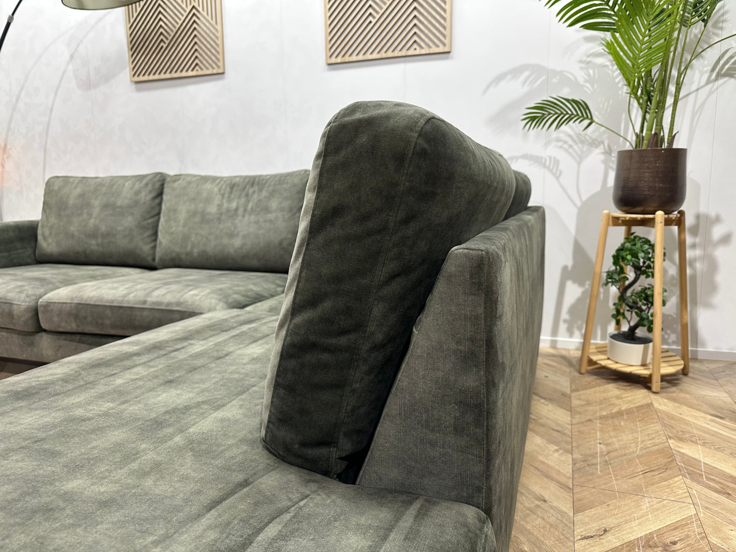 Groene Velvet Hoekbank ~ Nieuwstaat