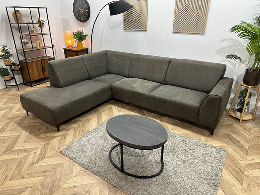 Antraciet Suède Stof Hoekbank ~ Nieuwstaat