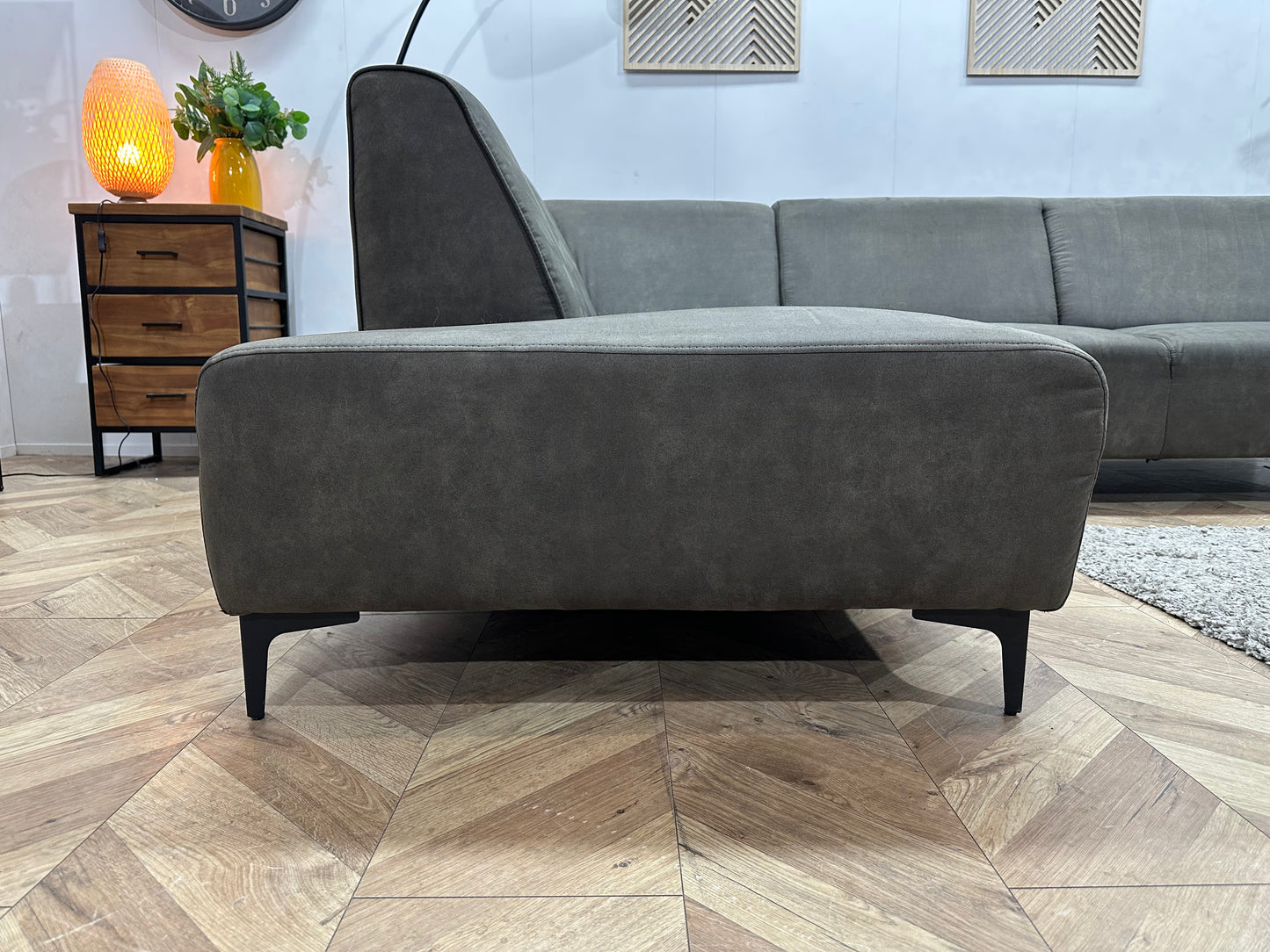 Antraciet Suède Stof Hoekbank ~ Nieuwstaat