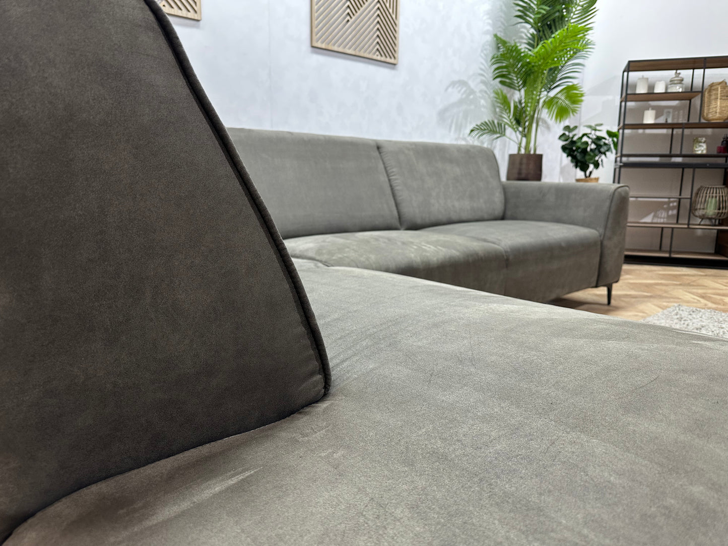 Antraciet Suède Stof Hoekbank ~ Nieuwstaat