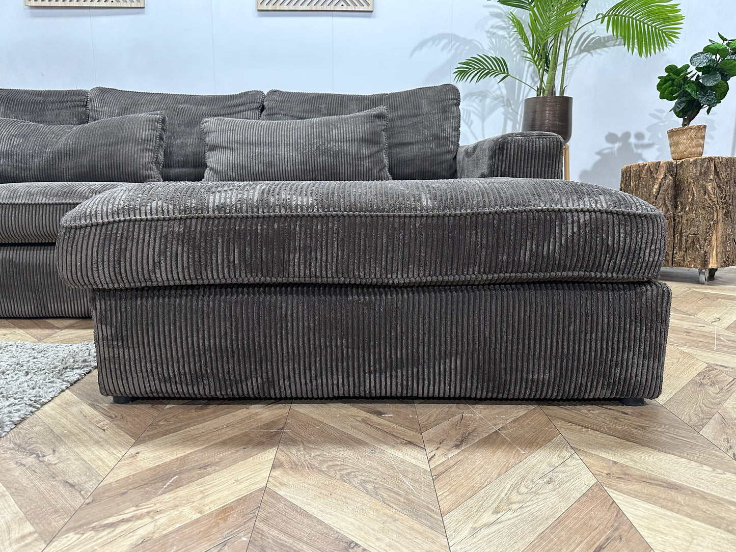 Antraciet Ribstof Hoekbank ~ Losse Kussens Met Afneembare Hoezen