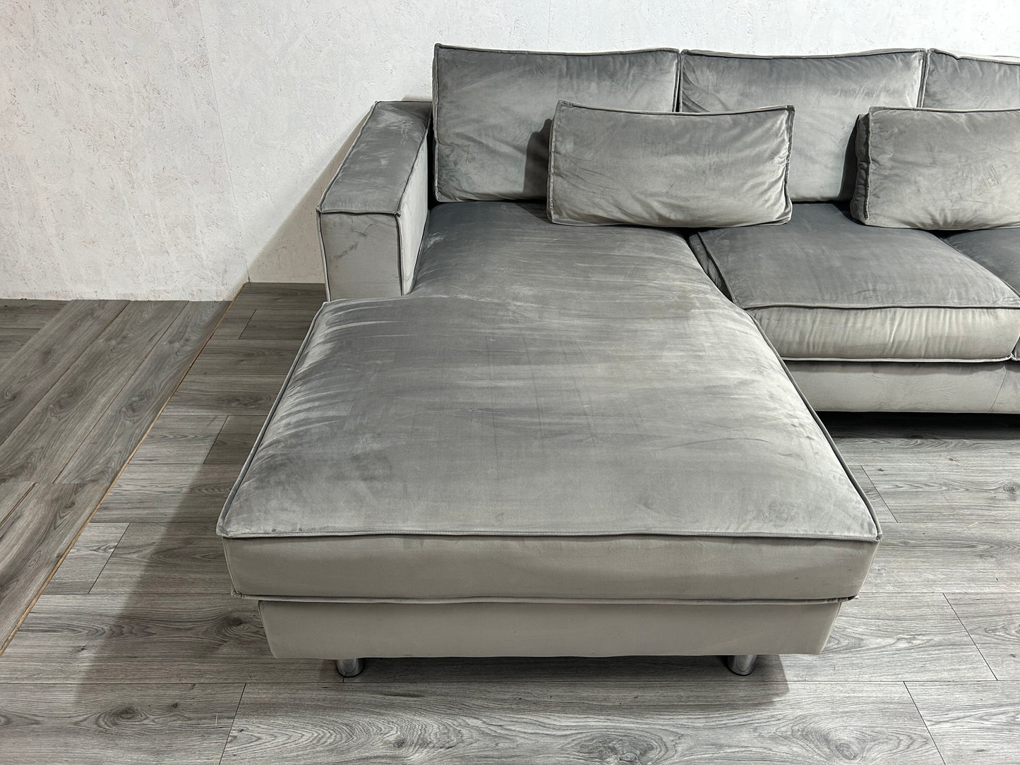 !Showroom model! Licht Grijze Velvet U bank
