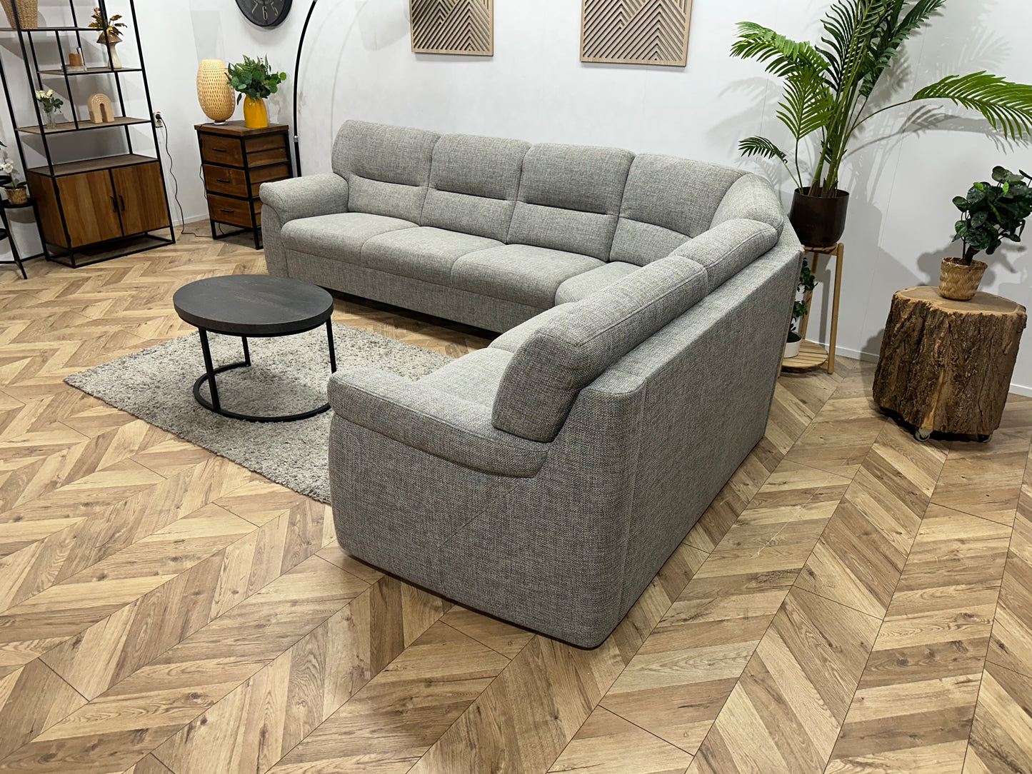 Licht Grijze Hoekbank ~ Vaste Kussens