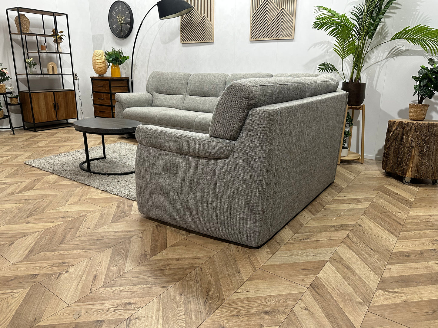 Licht Grijze Hoekbank ~ Vaste Kussens