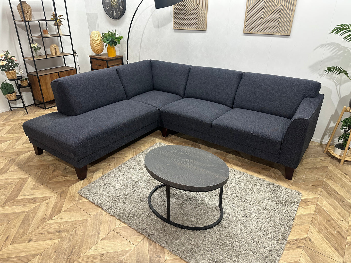 Montèl Donker Blauwe Hoekbank ~ Vaste Kussens