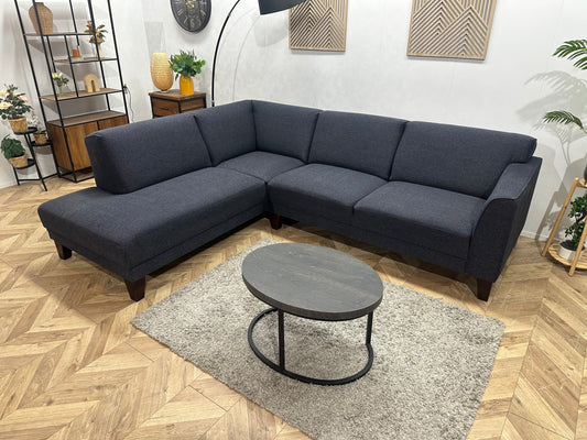 Montèl Donker Blauwe Hoekbank ~ Vaste Kussens