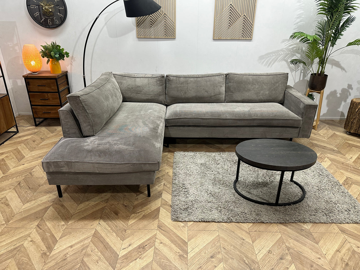 Woood Ribstof Hoekbank ~ Losse Kussens Met Afneembare Hoezen