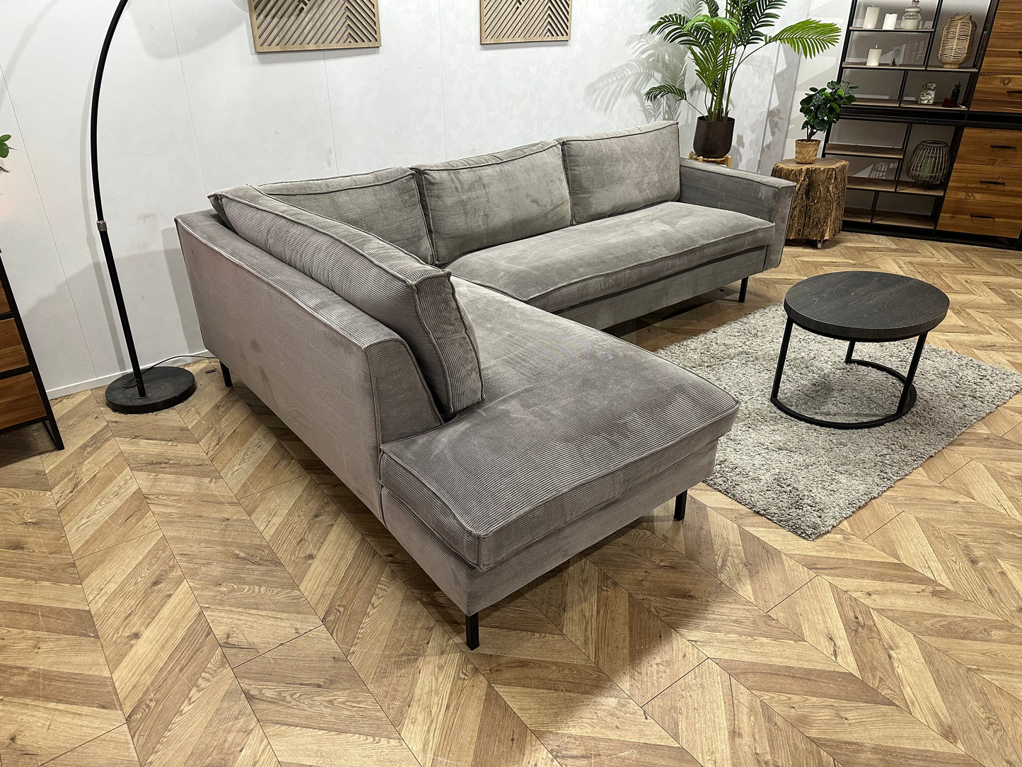 Woood Ribstof Hoekbank ~ Losse Kussens Met Afneembare Hoezen