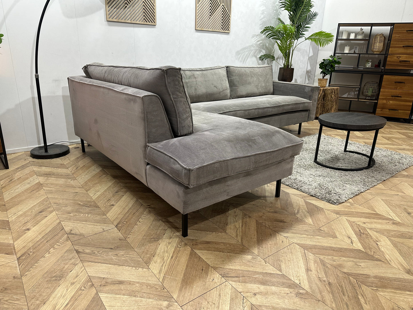 Woood Ribstof Hoekbank ~ Losse Kussens Met Afneembare Hoezen