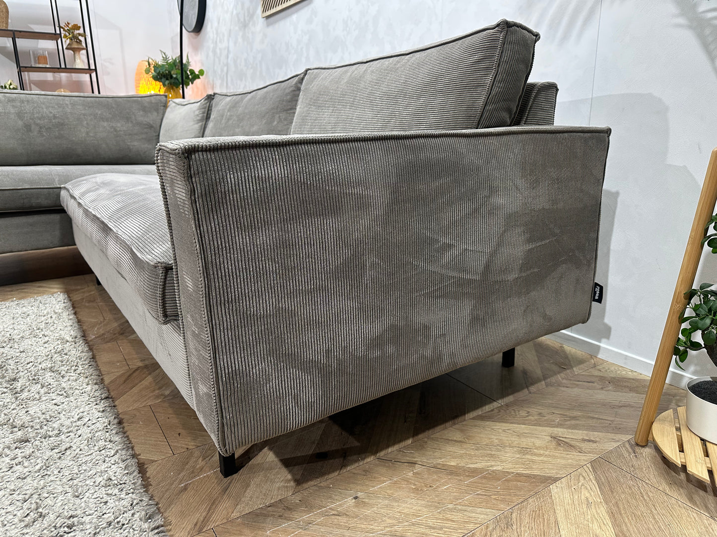 Woood Ribstof Hoekbank ~ Losse Kussens Met Afneembare Hoezen