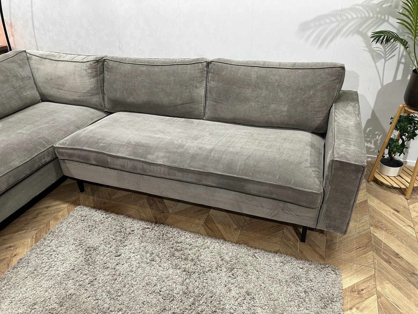 Woood Ribstof Hoekbank ~ Losse Kussens Met Afneembare Hoezen