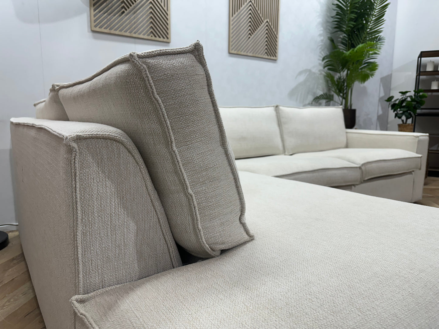 Woood Crème Stoffen Hoekbank ~ Losse Kussens Met Afneembare Hoezen