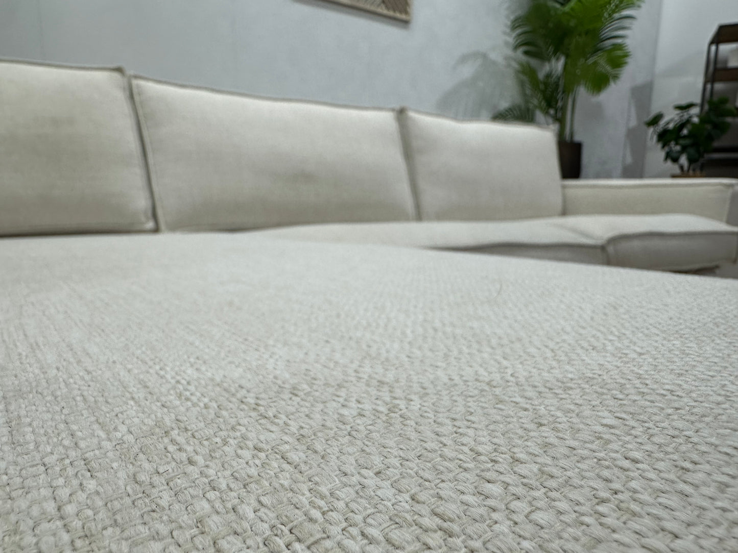 Woood Crème Stoffen Hoekbank ~ Losse Kussens Met Afneembare Hoezen