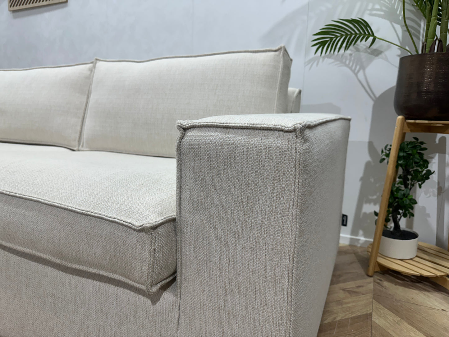 Woood Crème Stoffen Hoekbank ~ Losse Kussens Met Afneembare Hoezen