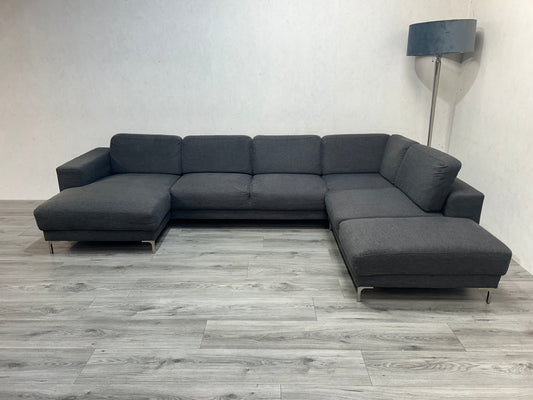 Montél Grijze Design U Bank ~ Losse Rugkussens Met Afneembare Hoezen
