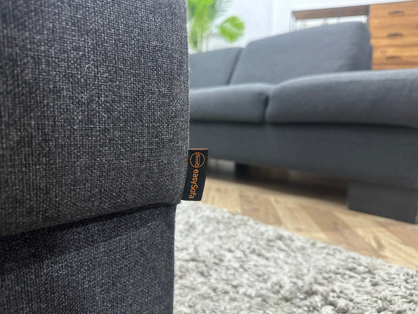 EasySofa Antraciet Hoekbank Inc. Hocker ~ Vaste Kussens