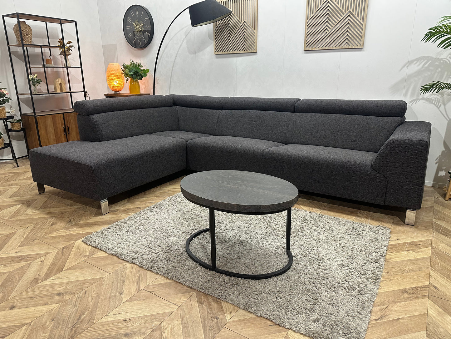 IN.HOUSE Antraciet Hoekbank ~ Verstelbare Hoofdsteunen