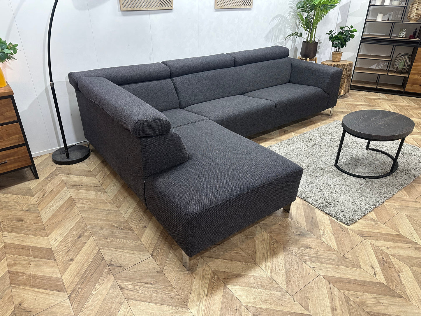 IN.HOUSE Antraciet Hoekbank ~ Verstelbare Hoofdsteunen