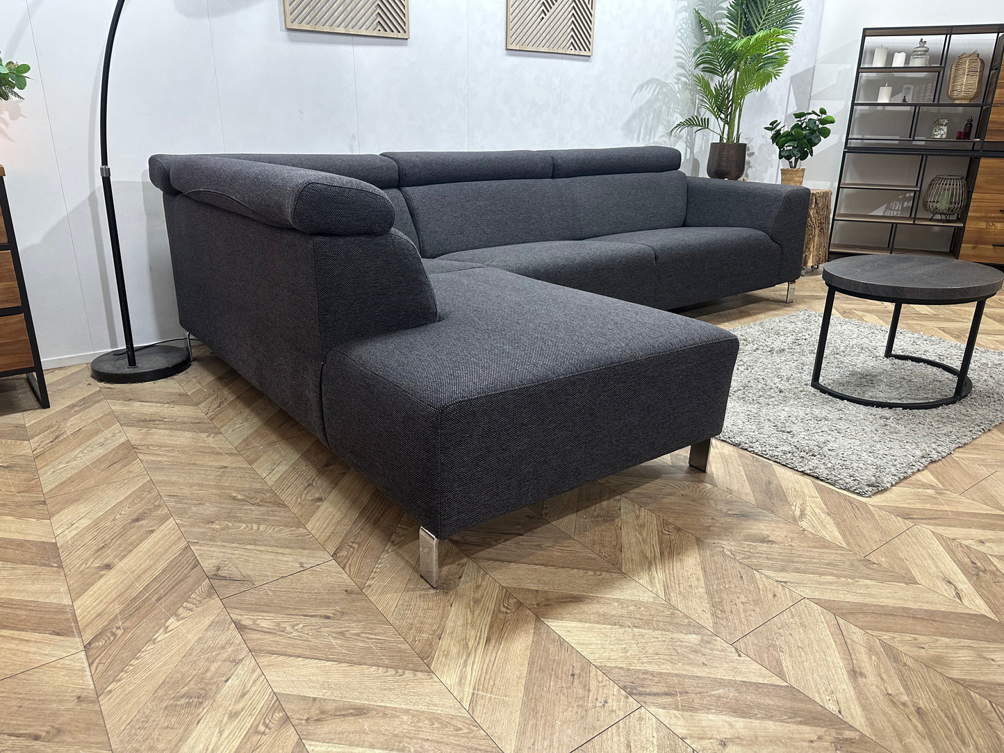 IN.HOUSE Antraciet Hoekbank ~ Verstelbare Hoofdsteunen