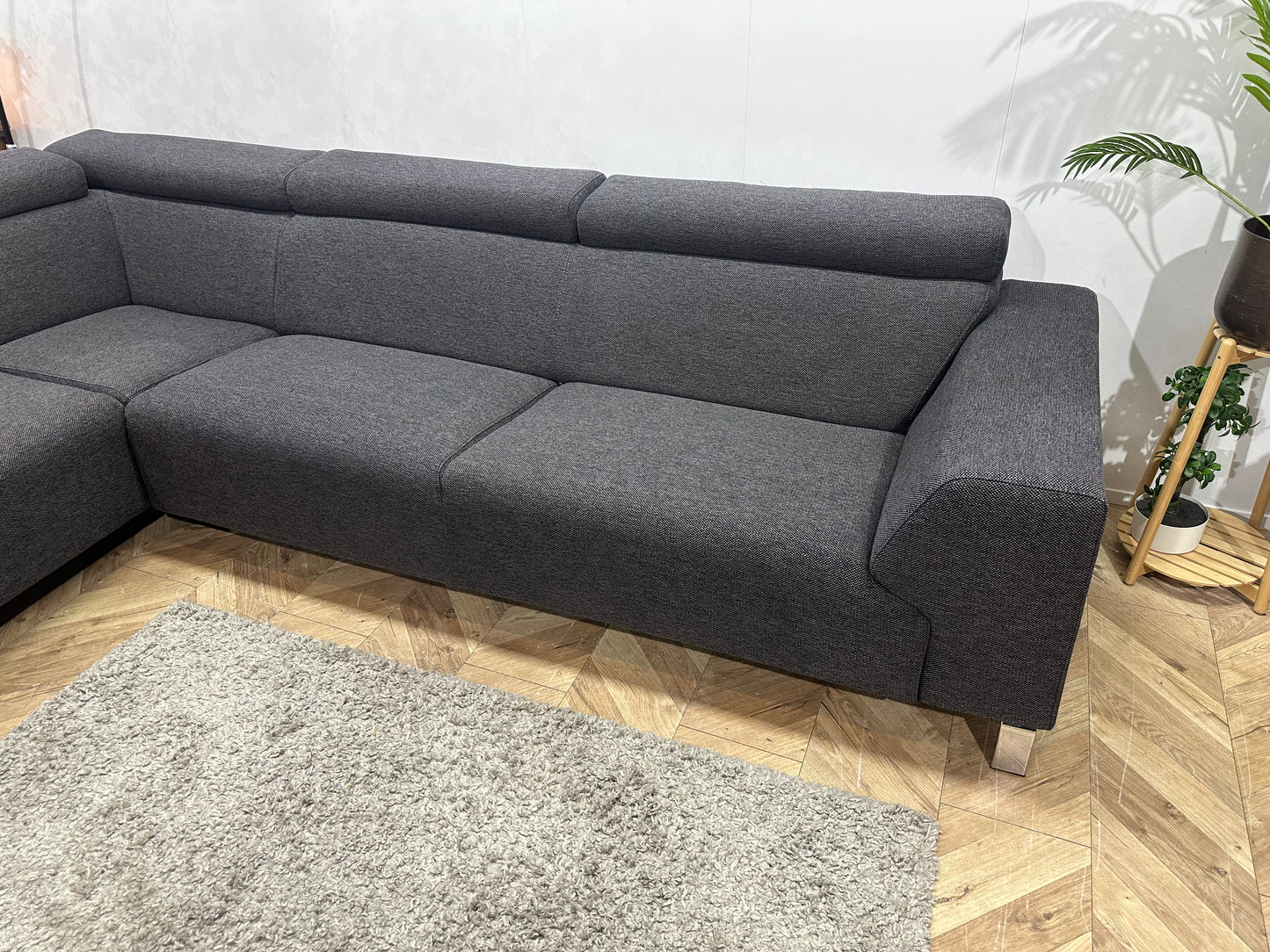 IN.HOUSE Antraciet Hoekbank ~ Verstelbare Hoofdsteunen