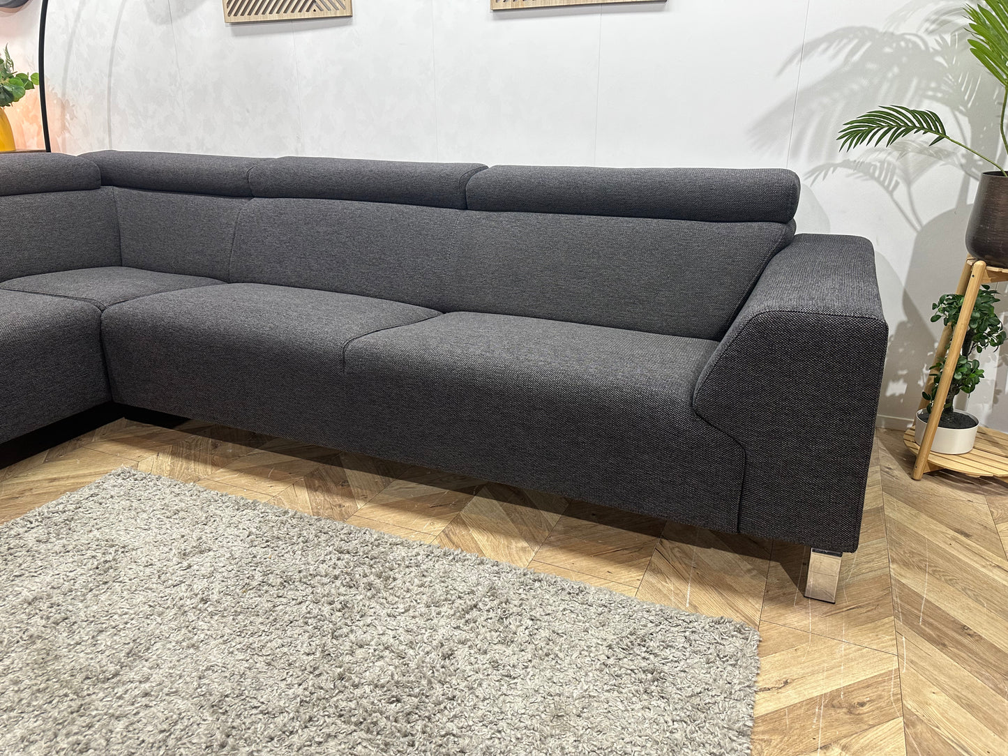 IN.HOUSE Antraciet Hoekbank ~ Verstelbare Hoofdsteunen
