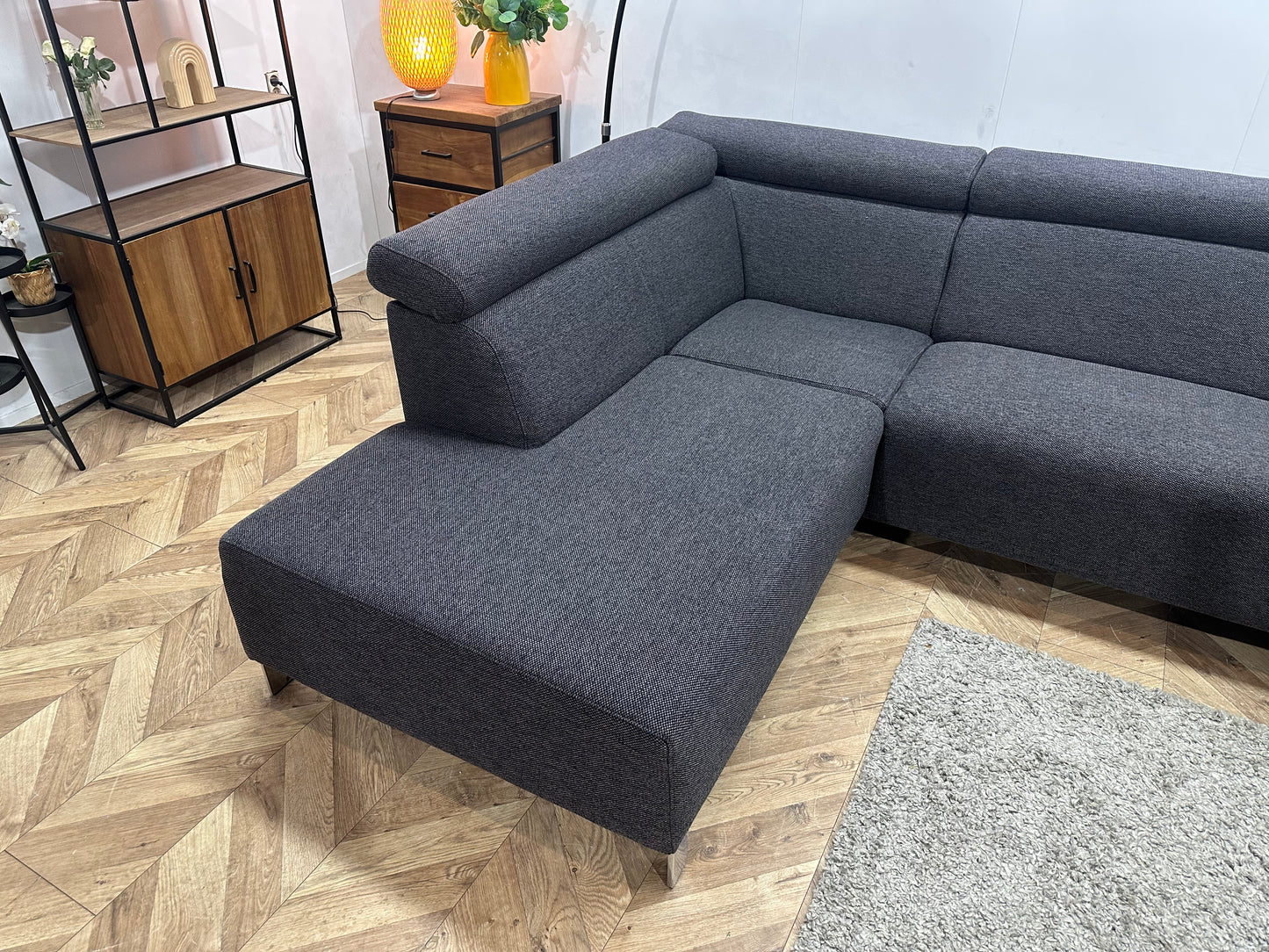 IN.HOUSE Antraciet Hoekbank ~ Verstelbare Hoofdsteunen