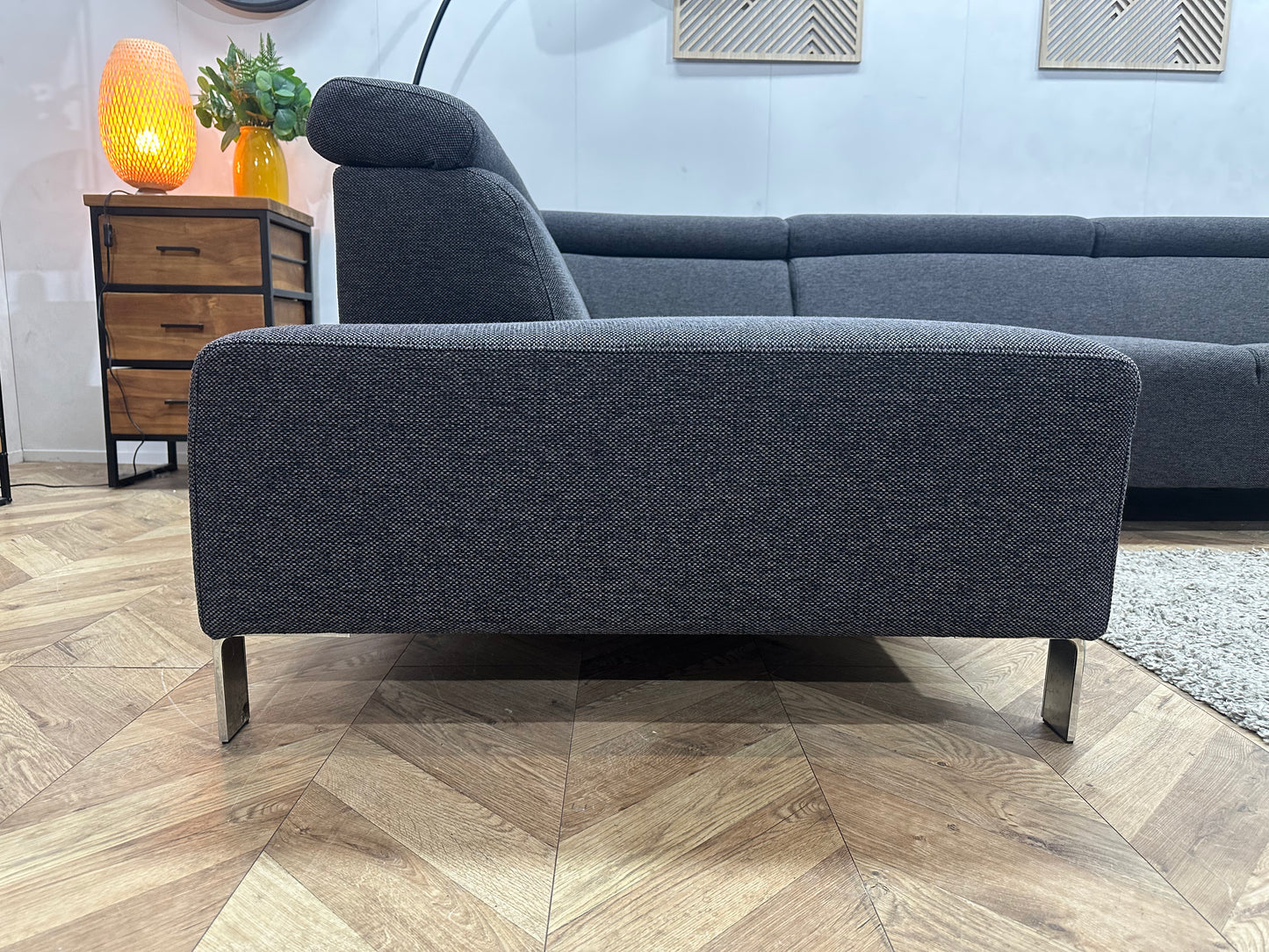 IN.HOUSE Antraciet Hoekbank ~ Verstelbare Hoofdsteunen