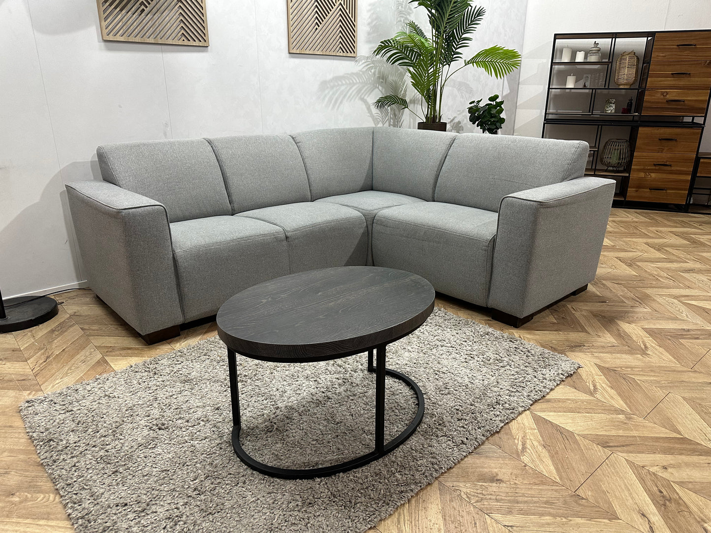 Grijze Hoekbank ~ Vaste Kussens