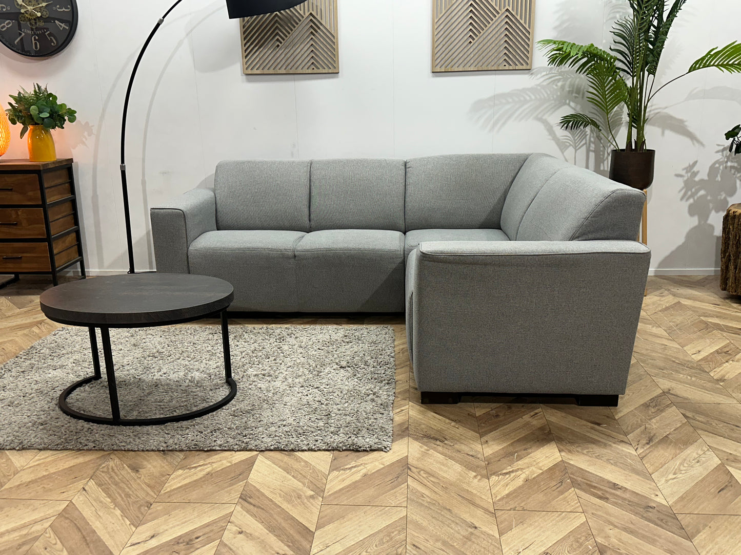 Grijze Hoekbank ~ Vaste Kussens