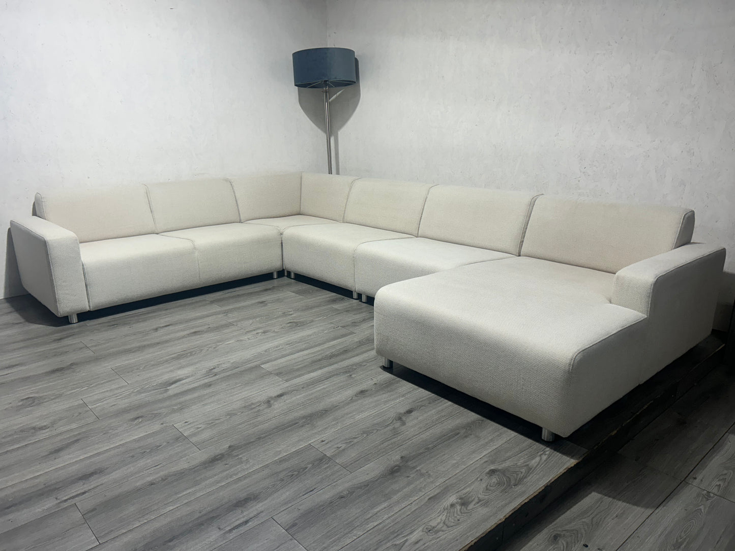Licht Beige/Creme U Bank ~ Vaste Kussens