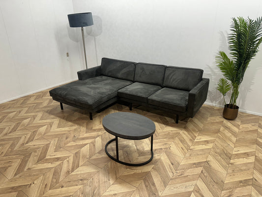 Antraciet Suède Stof Hoekbank ~ Nieuwstaat