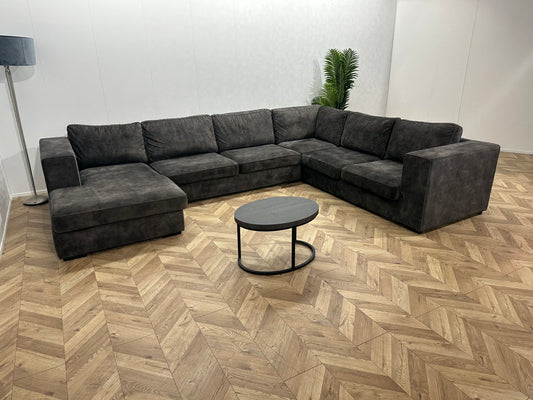 !Showroom Model! Ruime Antraciet Velvet U Bank ~ Losse Kussens Met Afneembare Hoezen