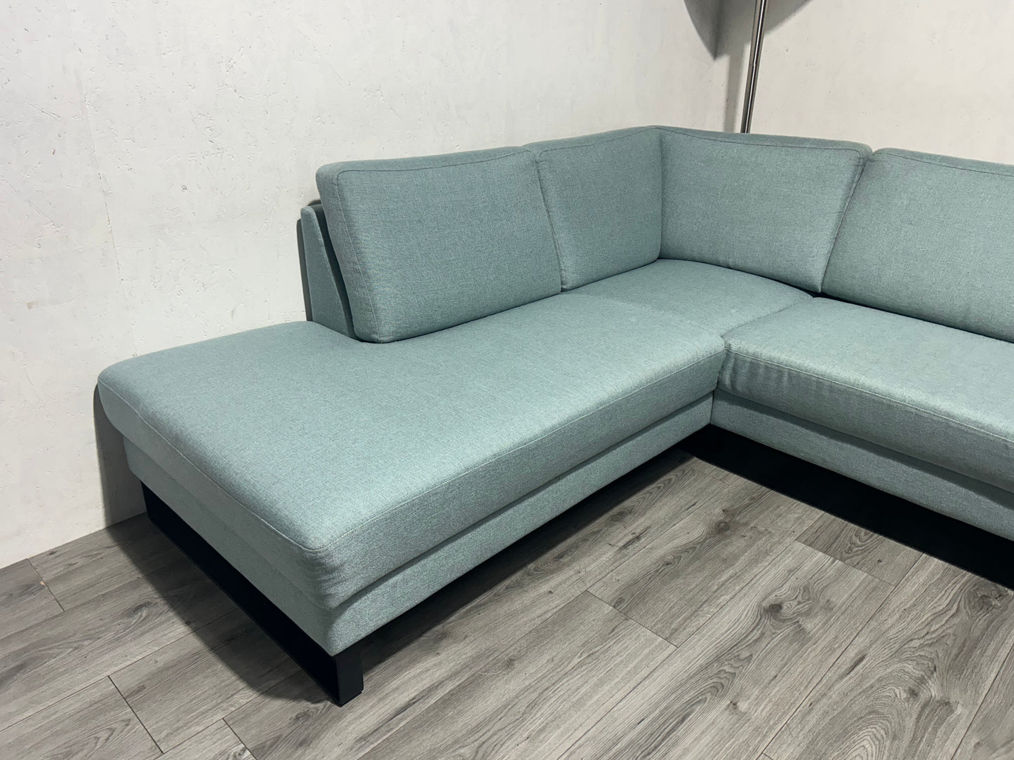 Licht blauwe Hoekbank ~ Losse Rugkussens Met Afneembare Hoezen