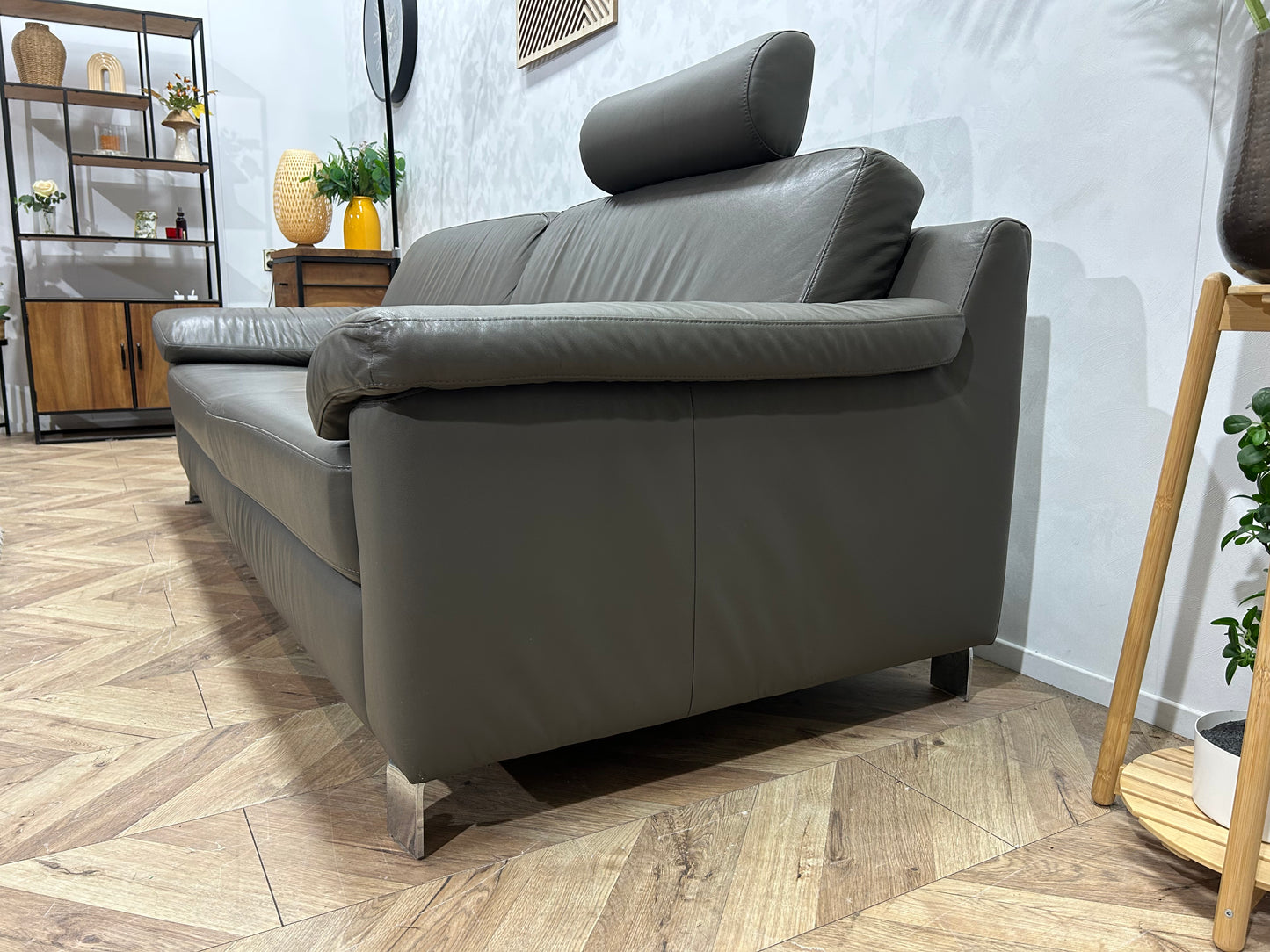 Montèl Grijze Echt Lederen 2,5 Zits Bank Inc Hocker