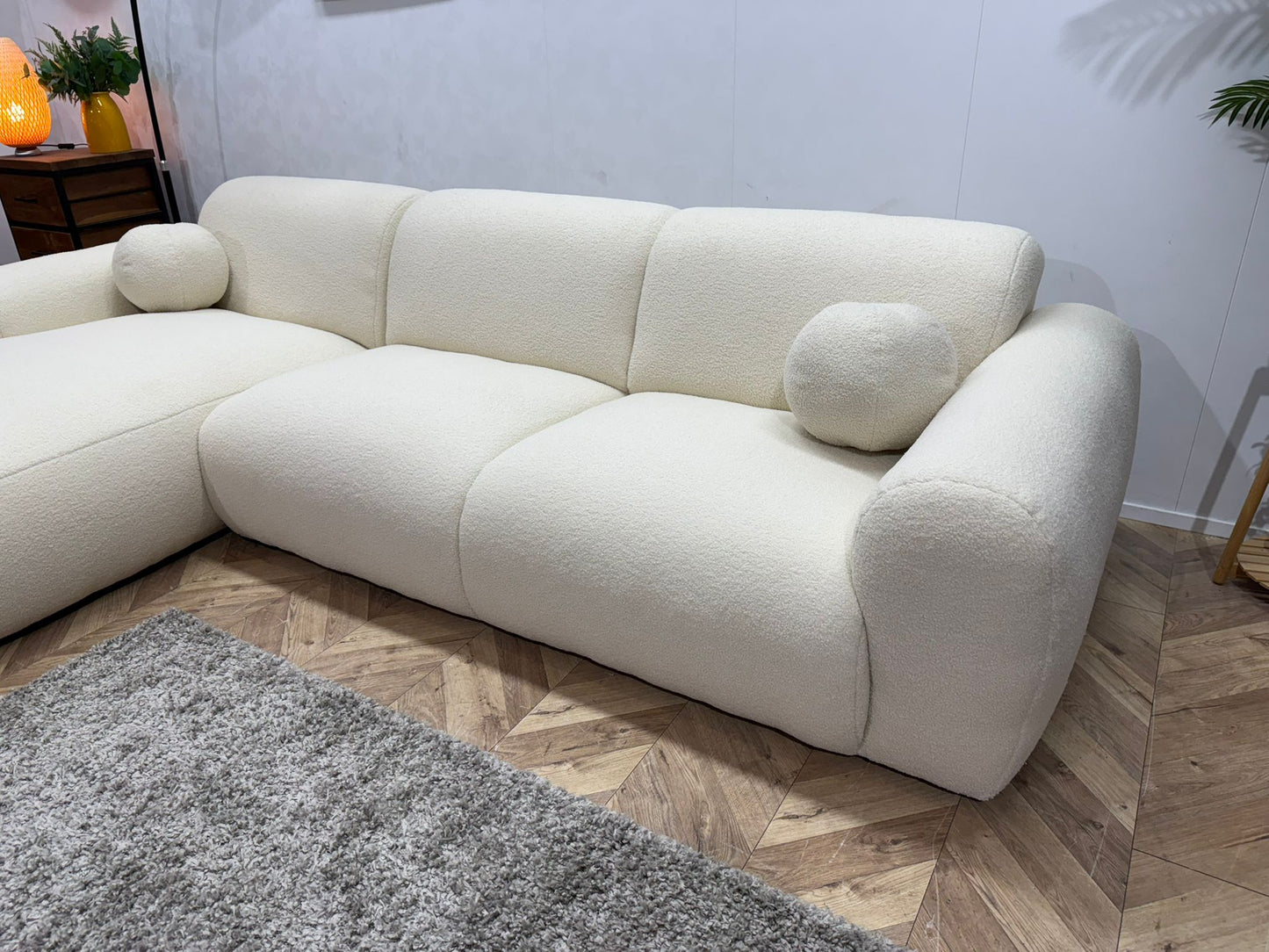 !Showroommodel! Crème Bouclé Hoekbank