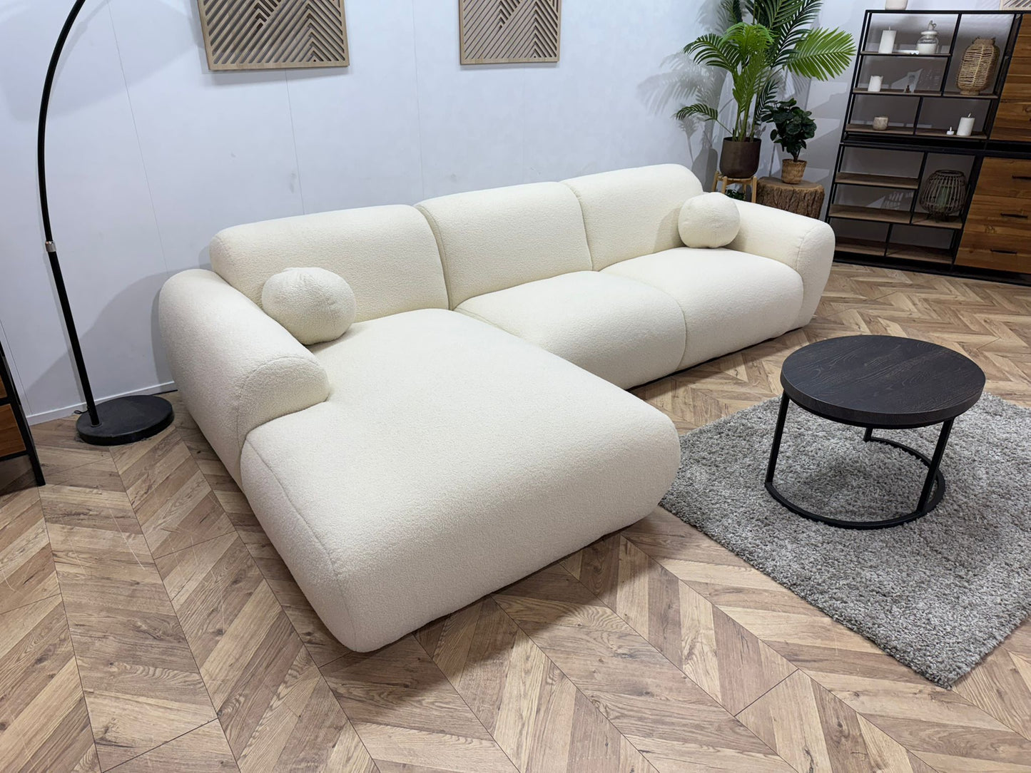 !Showroommodel! Crème Bouclé Hoekbank
