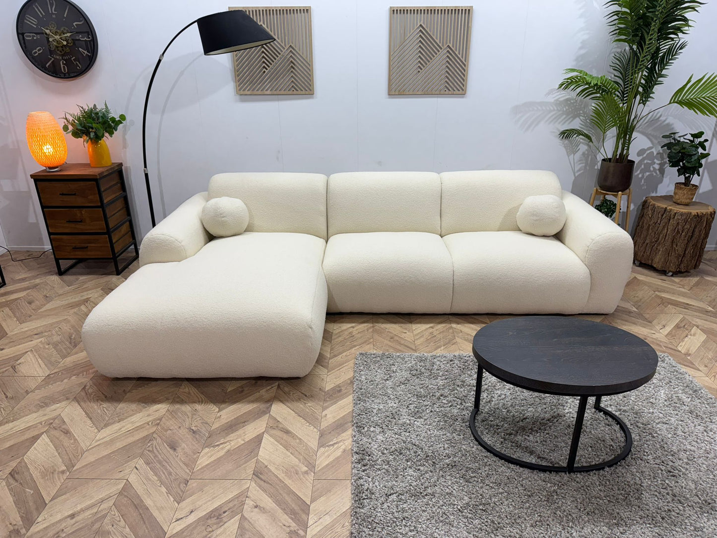 !Showroommodel! Crème Bouclé Hoekbank