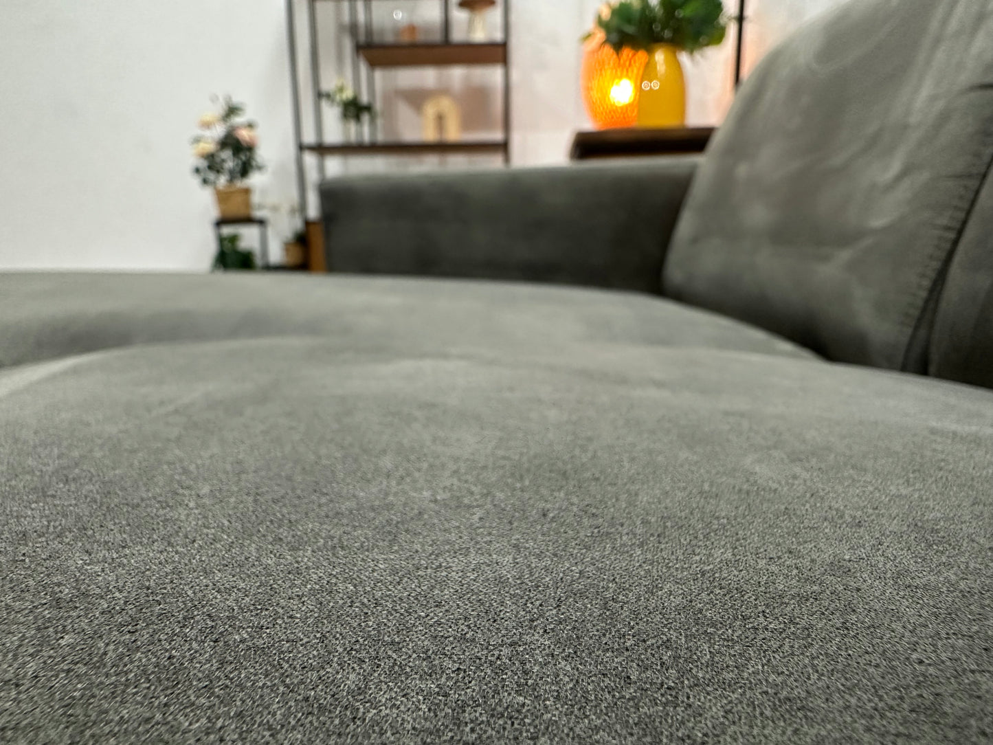 Antraciet Suède Stoffen Hoekbank ~ Vaste Kussens