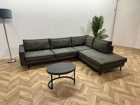 Antraciet Suéde Leren Hoekbank ~ Losse Kussens Met Afneembare Hoezen