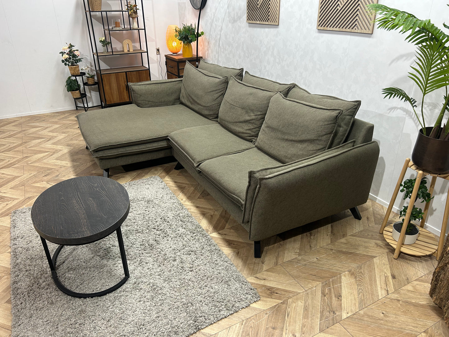 Donker Groene Hoekbank ~ Losse Kussens Met Afneembare Hoezen