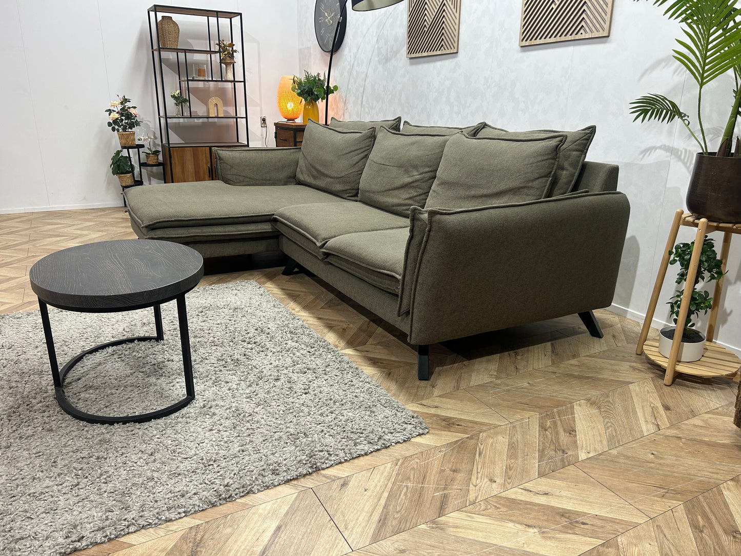 Donker Groene Hoekbank ~ Losse Kussens Met Afneembare Hoezen